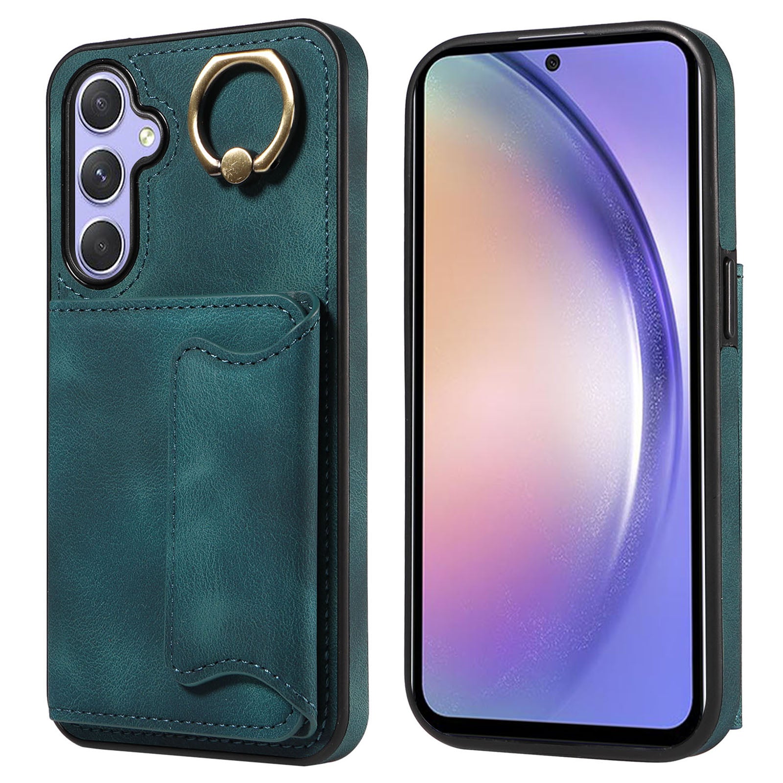 001 For Samsung Galaxy A54 5G Card Holder Phone Case Ring Kickstand Anti-drop PU Leather TPU Cover 001 For Samsung Galaxy A54 5G Card Holder Phone Case Ring Kickstand Anti-drop PU Leather TPU Cover